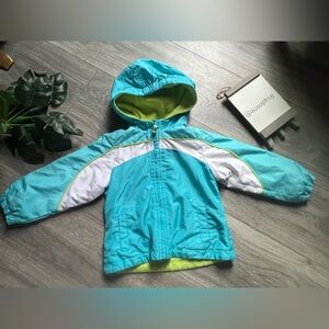 London Fog Baby Blue and White Winter Fill Zip Hooded Jacket. Size 2T